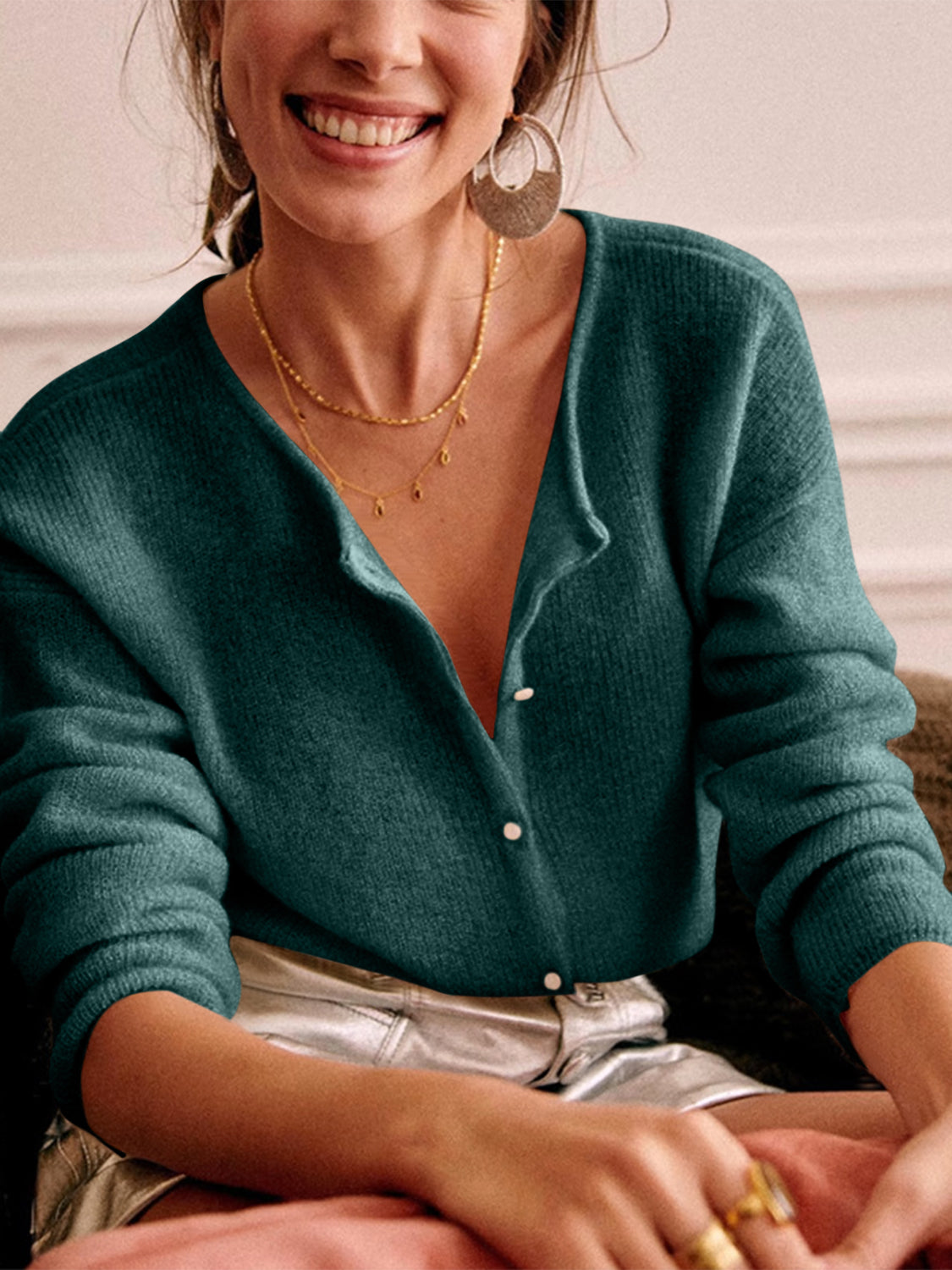 Button Down Long Sleeve Sweater - 7 COLORS  G.Z.Z.X
