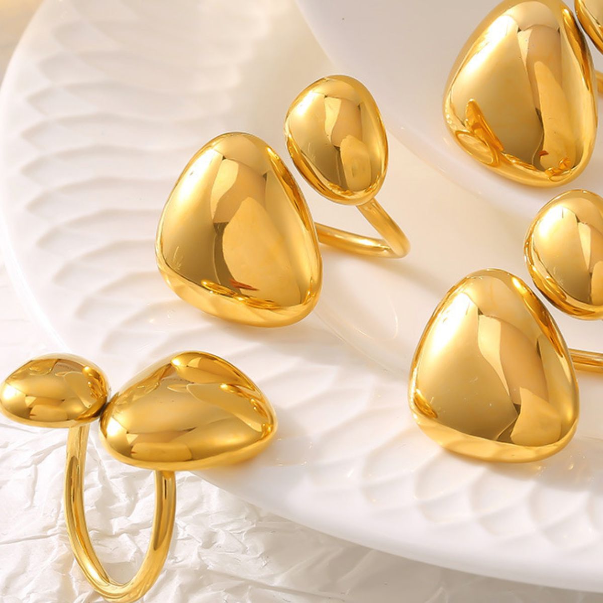 18K Gold-Plated Irregular Bypass Ring  M^L