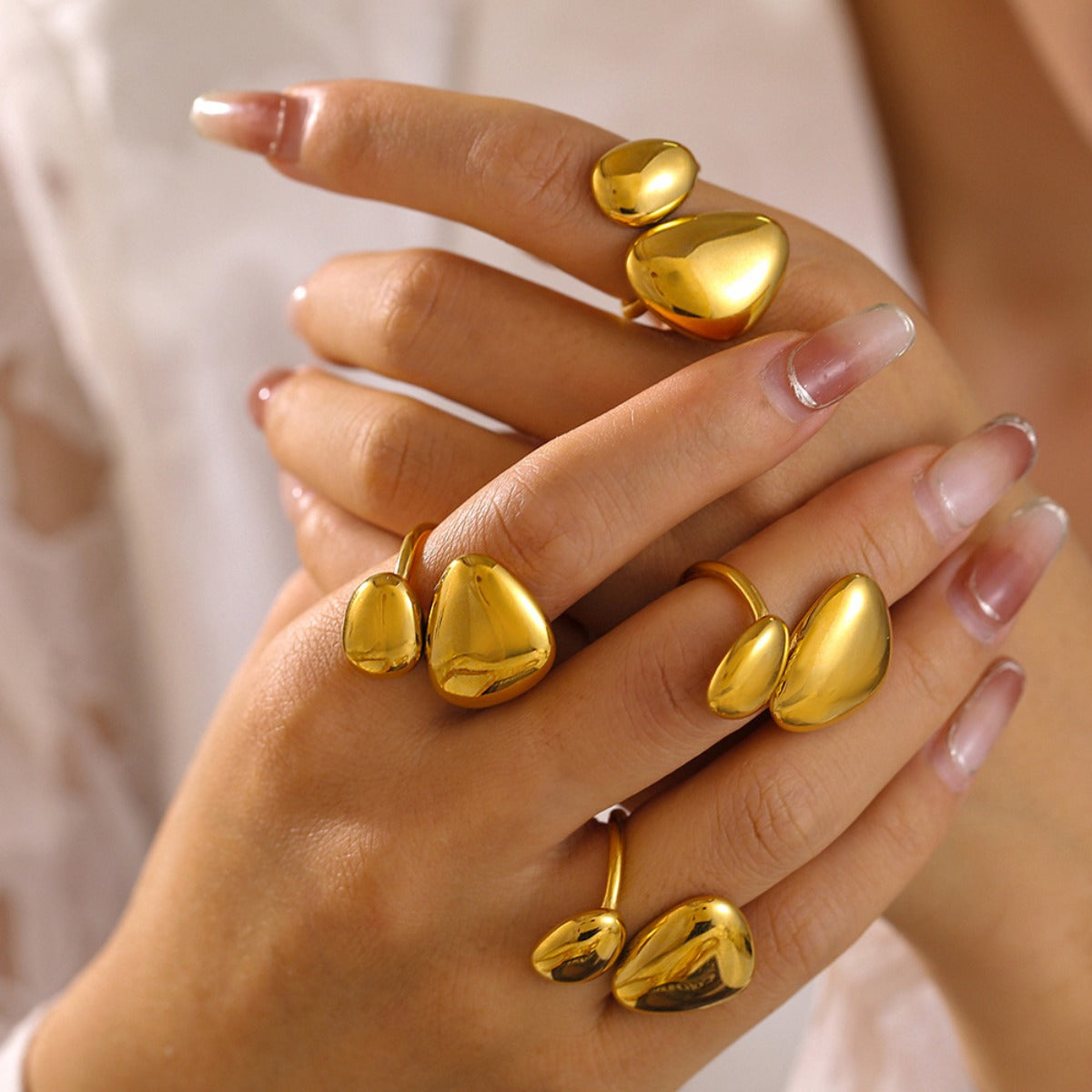 18K Gold-Plated Irregular Bypass Ring  M^L