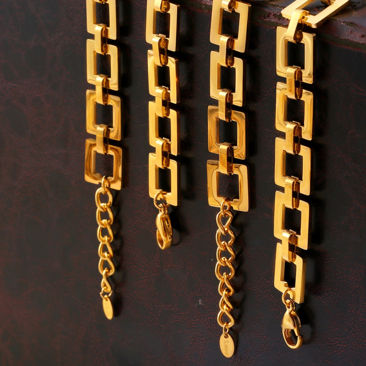 Titanium Steel Hollow Square Chain Bracelet  M^L